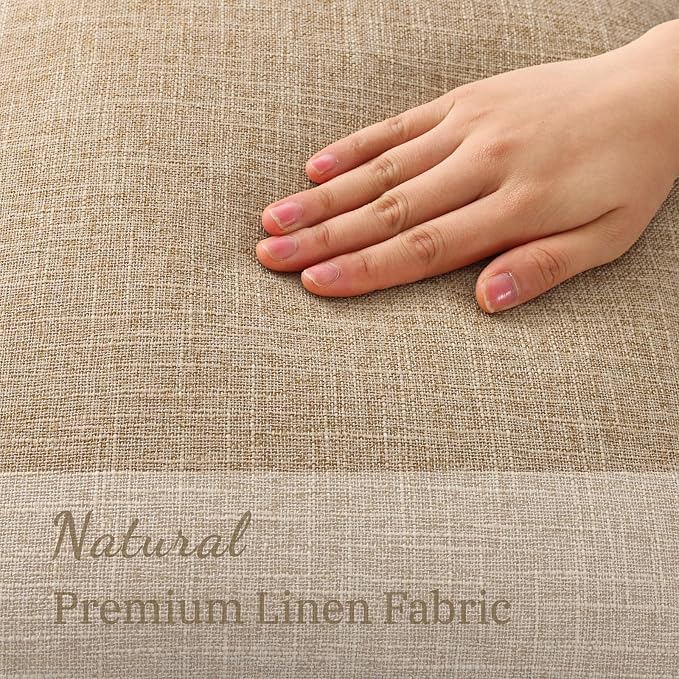decorUhome Taupe Faux Linen Outdoor Throw Pillow Covers 24x24 Set of 2 | Fall Decorative Textured Neutral Modern Farmhouse Pillow Covers with Stitched Edge for Couch Sofa Bed Living Room