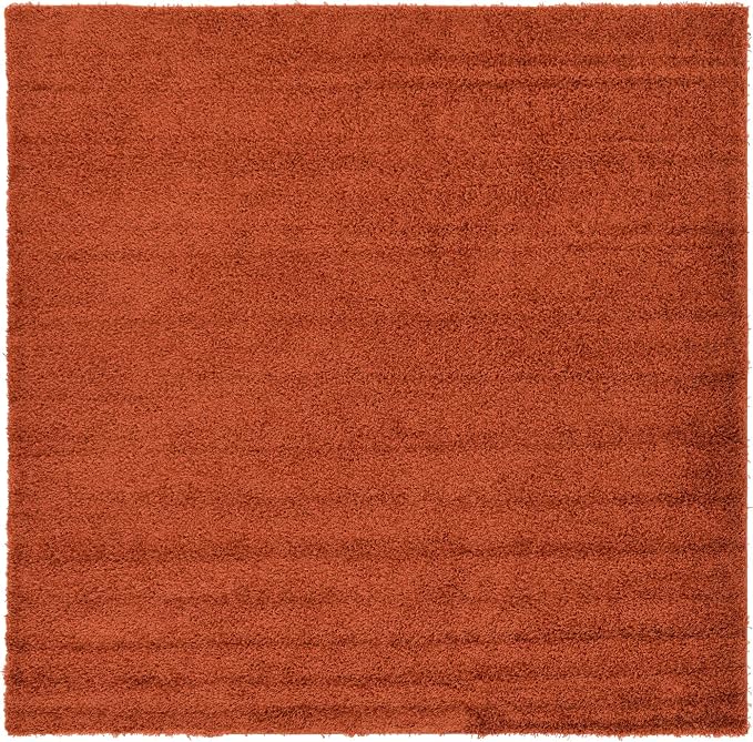 Unique Loom Solid Shag Collection Area Rug (8' Square, Terracotta)