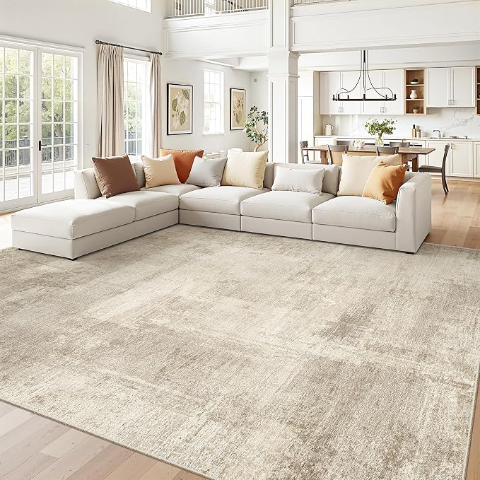 zesthome 10x12 Washable Rug, Brown Area Rugs for Living Room Large Carpet | Stain Resistant , Non-Slip Backing,Low Pile Soft Large Carpet, Modern Abstract Rug for Bedroom Nursery Home Office 10'x 12'