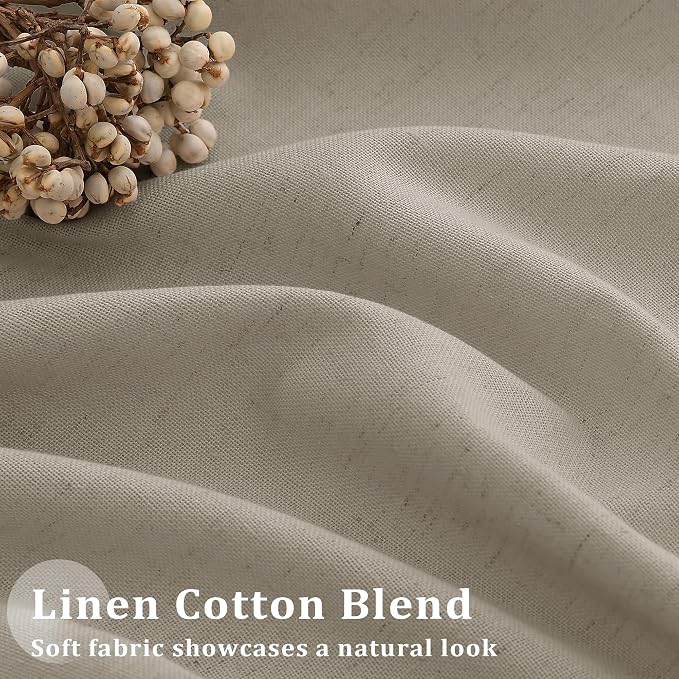 Extra Wide Pinch Pleat Curtains 108 Inches Long 100 Inch Wide Linen | Semi Sheer, Burlywood Birch, Ceiling Track Drape, Large Window Curtain, 100x108 Inch, for Living Room Sliding Glass Door