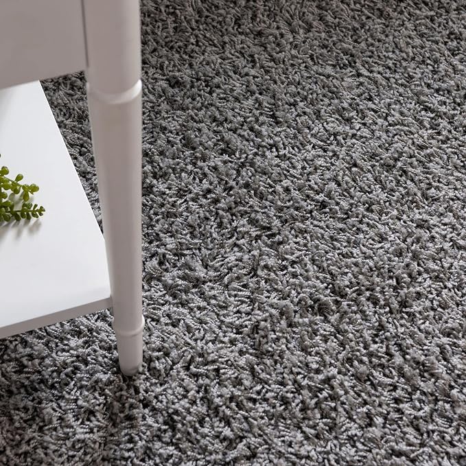 Unique Loom Solid Shag Collection Area Rug (7' 1" Round, Cloud Gray)