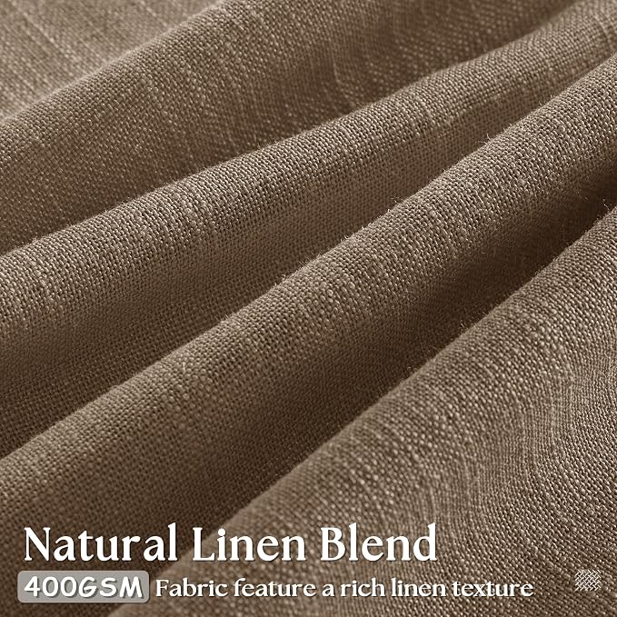 126 Inch Linen Curtains 2 Panels Set Pinch Pleated for Living Room Bedroom Memory Training Shaped Semi Sheer Dutch Cocoa Pinch Pleat Drapes Hooks Rings Light Filtering Window Curtain Drapes