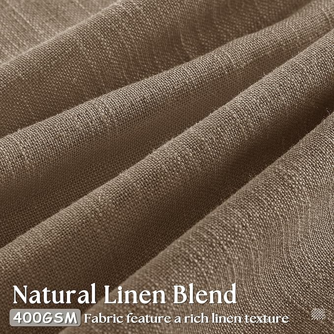 98 Inch Linen Curtains 2 Panels Set Pinch Pleated for Living Room Bedroom Memory Training Shaped Semi Sheer Dutch Cocoa Pinch Pleat Drapes Hooks Rings Light Filtering Window Curtain Drapes