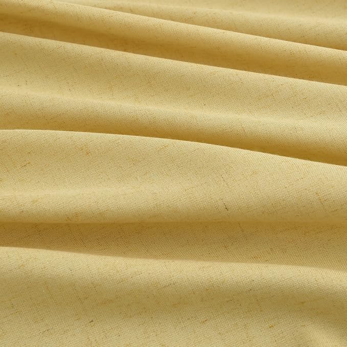 Aersas Yellow Pinch Pleated Linen Curtains 112 Inches for Living Room 2 Panels Modern Semi Sheer Light Filtering Privacy Drapes Flax Fabric Back Tab Rod Pocket Curtain 40 Inch Width x 112 Inch Length