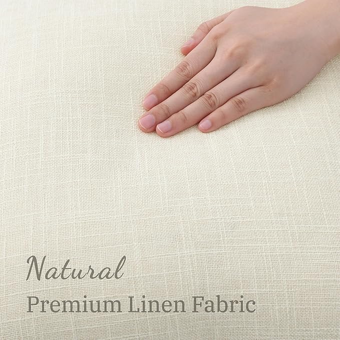 decorUhome Cream Faux Linen Outdoor Throw Pillow Covers 26x26 Set of 2 | Fall Decorative Textured Neutral Modern Farmhouse Pillow Covers with Stitched Edge for Couch Sofa Bed Living Room