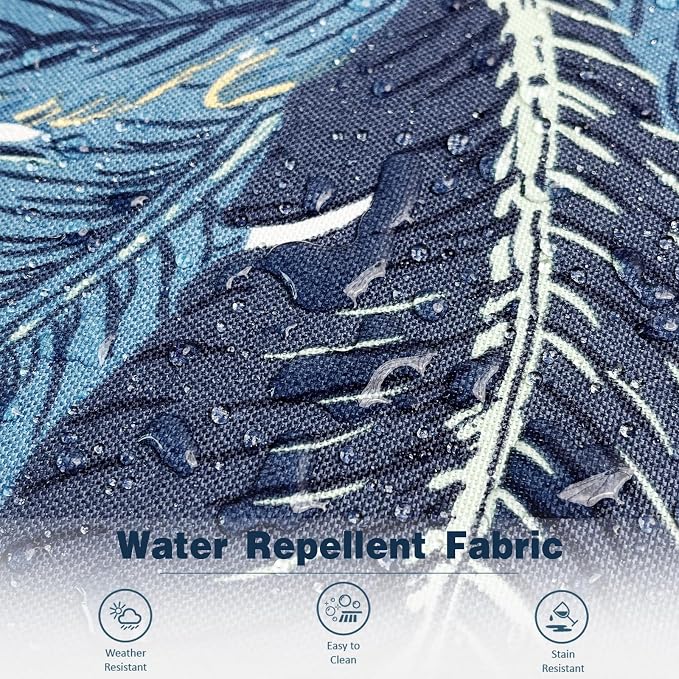 Outdoor 16x16 Inch Throw Pillow Covers Set of 2, All Weather Square Pillow Cases, Covers ONLY, Patio Cushion Pillow of Home Furniture Use, Swaying Palms Blue
