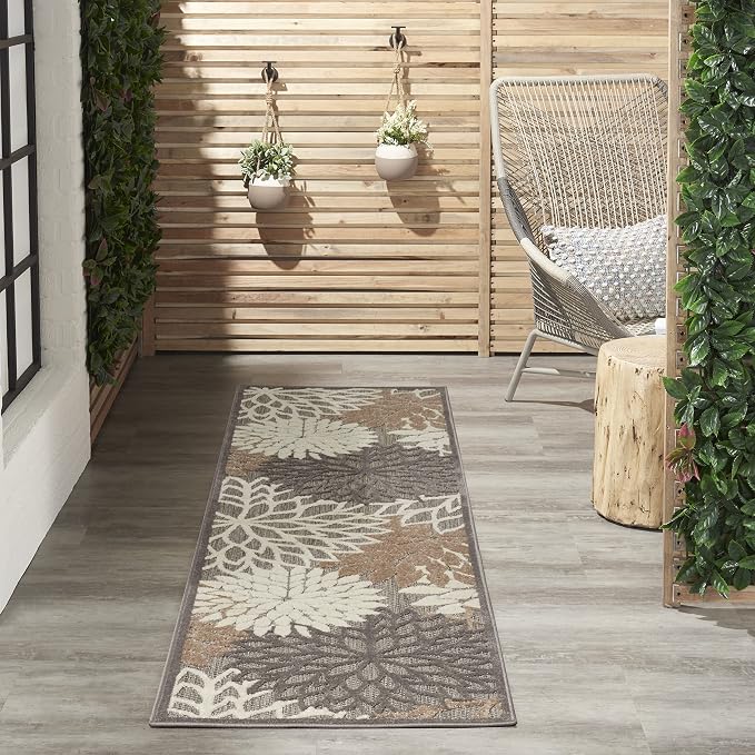 Nourison Home Aloha Natural 2'3" x 10' Area Rug - Easy Clean, Non Shedding, Bed Room, Living Room, Dining Room, Kitchen (10' Runner)