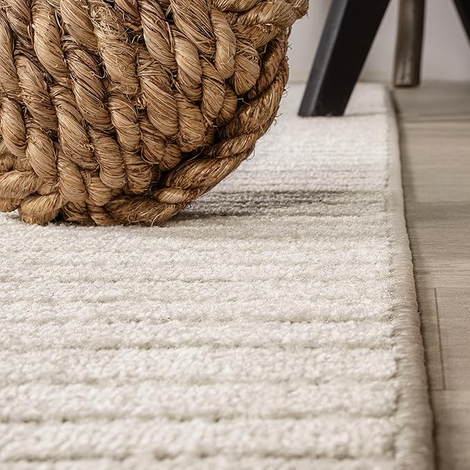 JONATHAN Y Hallie High-Low Curve Ivory/Cream 8x8 Square Indoor/Outdoor Area Rug, Minimalist, Pet Friendly, Non-Shedding, Stain Resistant, Hose-Washable for Backyard, Patio, Porch (SCN100B-8SQ)