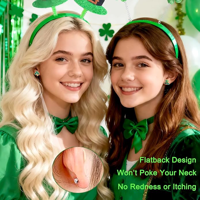 18 Pairs Hypoallergenic Flat Back Holiday Earrings Set for Girls Women Valentine's Day St Patricks Day Easter 4th of July Stud Earrings Halloween Christmas Fall Thanksgiving Screw Back Earrings Jewelry