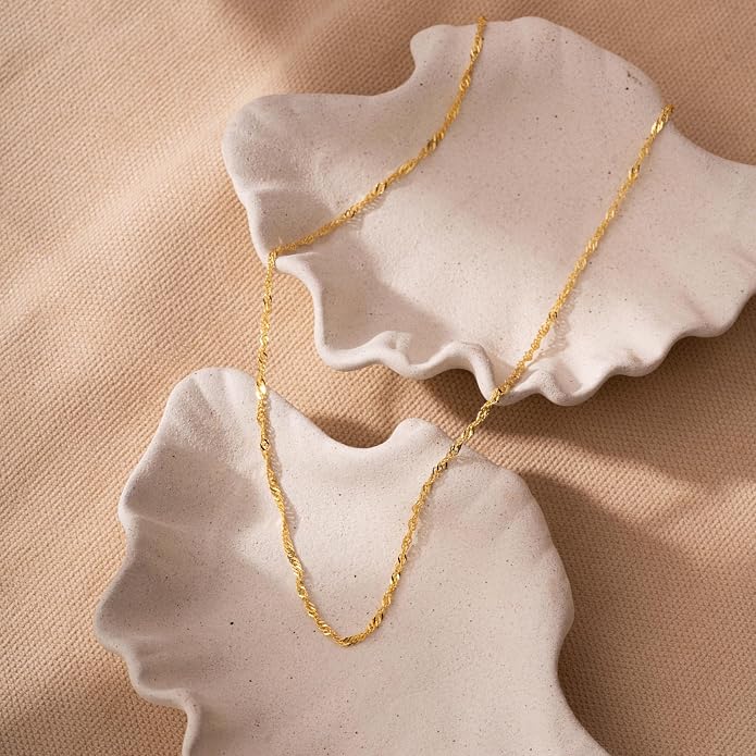 BAYLAY Gold Chain Necklace for Women - 18K Gold Plated Necklace Chain Dainty Gold Necklace for Women Gold Chain Gold Necklace Gold Jewelry Gifts Size 16/18/20/22/24/26 Inch