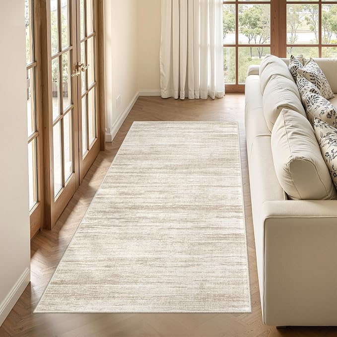 3x6 Runner Rug Non Slip,Washable Hallway Runner Rug,Brown | Neutral Rugs for Kitchen,Entryway,Bedroom,Bathroom,Nursery Room,Thin,Soft Runner Rug,Stain Resistant Indoor Carpet