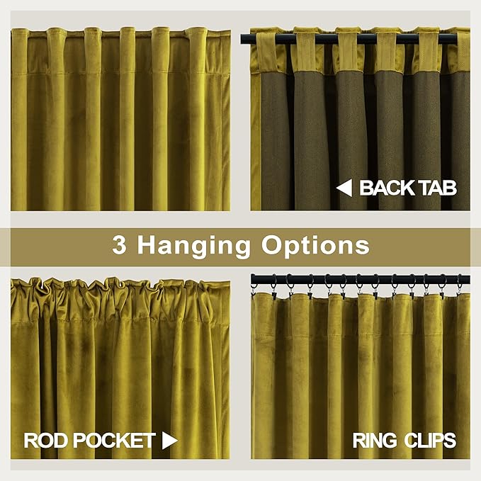 Chartreuse Green Velvet Curtains 84 Inches Long 2 Panels Set for Living Room Mid Century Modern Maximalist Psychedelic Vintage Olive Green Yellow Drapes for Bedroom Wide 52 x 84 Inch Length Back Tab