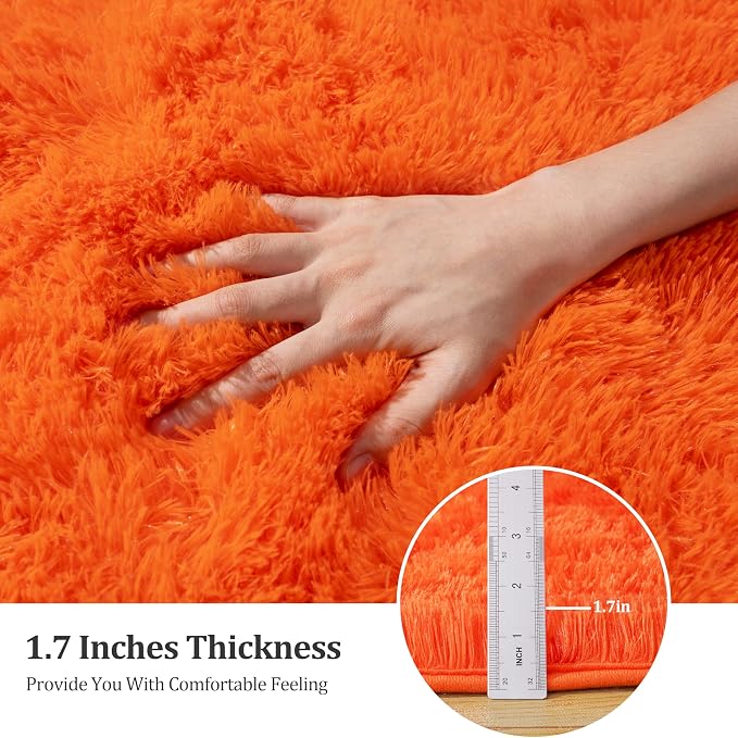 6x9 Large Area Rugs for Living Room, Fluffy Shag Rug for Bedroom | Orange Shaggy Shag Carpet, Soft and Comfy, Big Fuzzy Carpet for Kids, Girls, Boys Room Dorm Home Decor Aesthetic, Non Slip