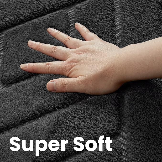 Macgace Ultra Soft Dark Grey Area Rug for Bedroom, 3x5 Modern Geometric Shag Rugs with Nonslip Backing for Living Room, Washable Fuzzy Carpet for Cozy Kids Room