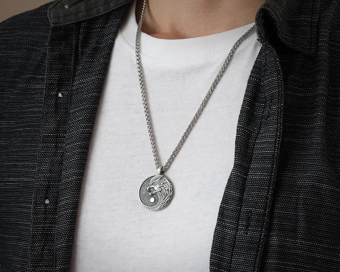 Yin Yang Necklace For Men Ancient Looking High Quality Pendant Jewelry - Yin Yang Gifts - Viking Jewelry for Men