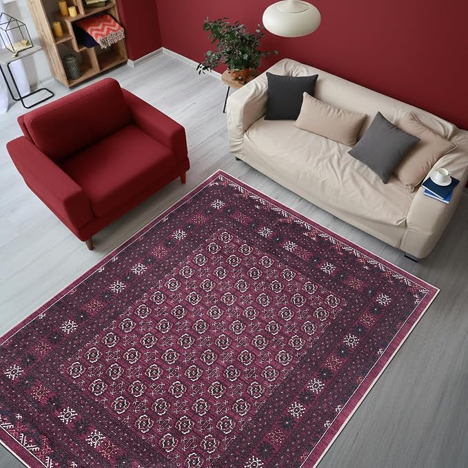 Keen Home Design 3x5 Rug - Machine Washable Entry Rug with Non-Slip Backing, Ideal for Enteryway, Kitchen, Bathroom, Laundry Room - Vintage, Easy Clean, Durable, Low Pile Rug - (3' x 5')