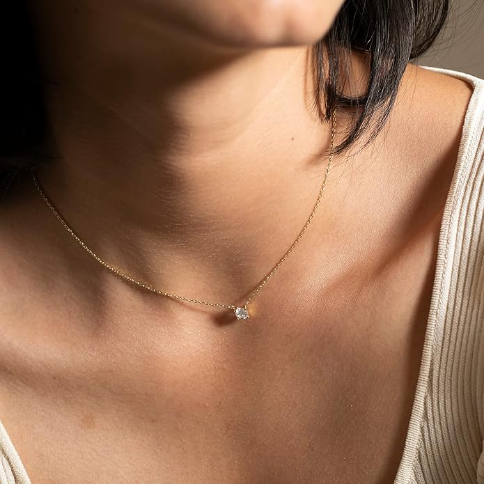 S.Leaf 18K Gold Plated Cubic Zirconia Choker Necklace for Women 925 Sterling Silver Layered Coin Moon Star Heart Circle Crystal Lariat Pendant Necklaces Gifts for Women Trendy