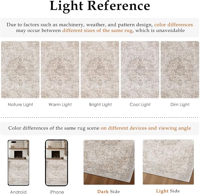 HUGEAR Beige Area Rugs 2x3 Washable Rug Indoor Carpet | Entryway Rug,Vintage Rug,Hallway,Kitchen,Bedroom,Laundry,Non Shedding,Non Slip,Low Pile,Soft