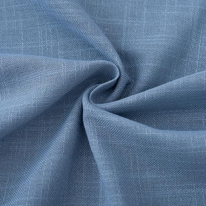Denim Blue Curtains for Living Room Back Tab Modern Farmhouse Semi Sheer Blue Curtains 63 inches Long 2 Panels Set Muted Neutral Window Curtain for Dining Room Bedroom 52x63