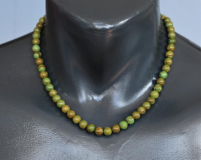Natural Gemstone Beaded Choker Necklace | 8mm Handmade Adjustable Jewelry for Men & Women | Chakra Balancing Crystal Necklace | Spiritual Gift | Macrame Cord with Extender