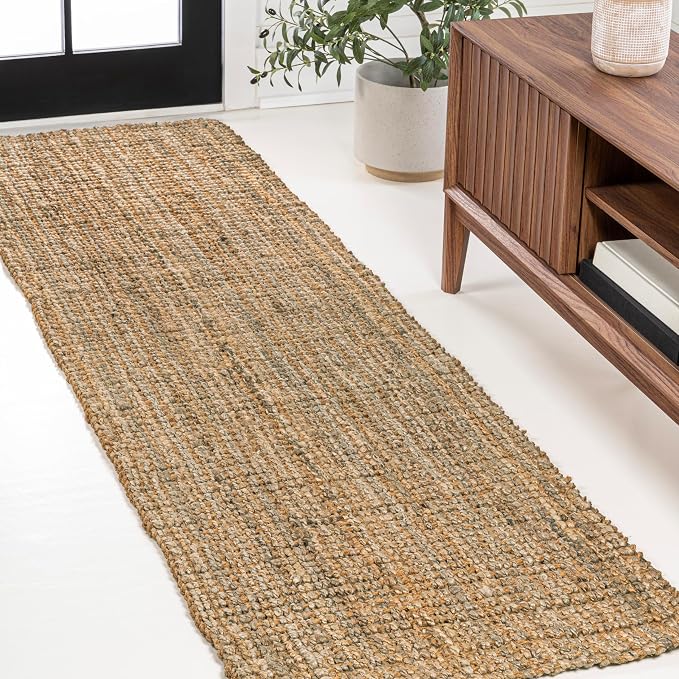JONATHAN Y Biot Handwoven Jute Solid Natural Runner Rug, 2x8, Traditional, Rustic, Farmhouse, Coastal, Easy-Cleaning for Living Room, Bedroom, Kitchen, Non-Shedding (NRF104A-28)