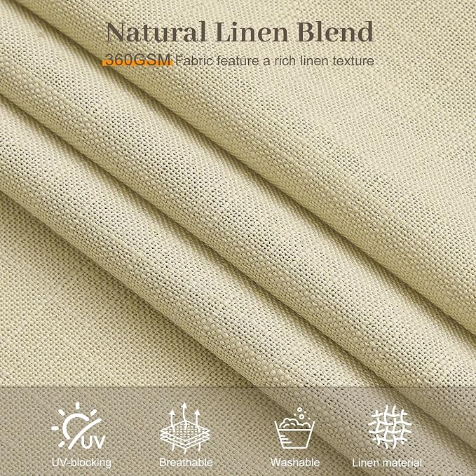 108 Inch Linen Curtains for Living Room, Pinch Pleated Curtain Semi Sheer Light Filtering Memory Trained Modern Window Drapes with Hooks Rings for Bedroom Dining Room, 40W, Grey Beige, 2 Panels
