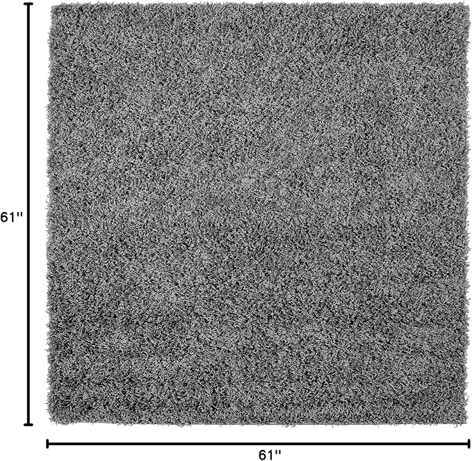 Unique Loom Solid Shag Collection Area Rug (5' 1" Square, Graphite Gray)