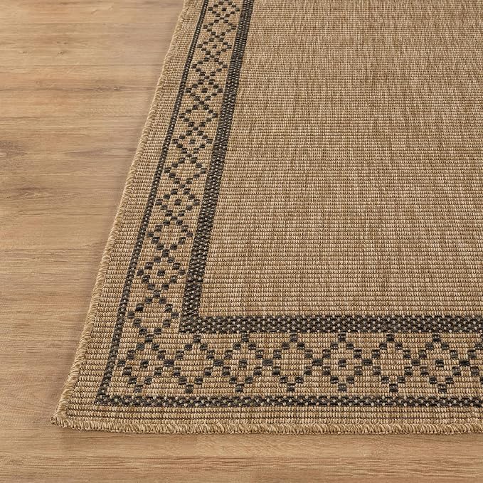 Luul Home Easy Jute Rugs 9x12 Frame Natural Color Living Room Indoor Outdoor Area Rug for Patio and Kitchen Rug High Traffic Washable Easy to Clean Solid Boho Woven Design Carpet (9 x 12)