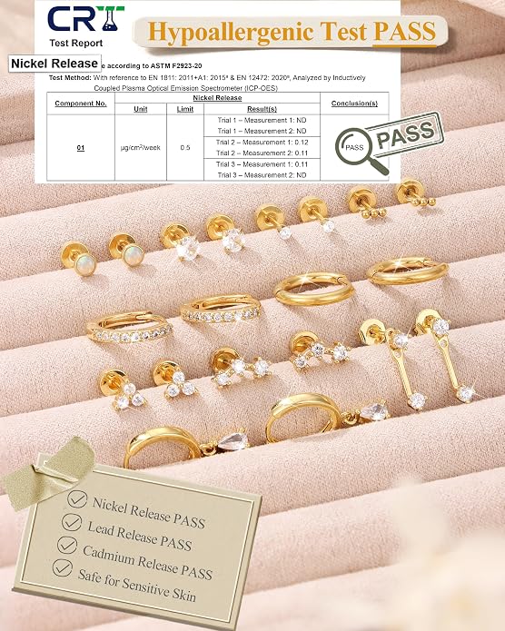 MILACOLATO Hypoallergenic Flat Back Earrings 14K Gold Plated Cartilage Earring Sets for Multiple Piercing 20G Surgical Stainless Steel Earrings for Women Trendy Earring Stacks Small Hoop Flatback Stud Earrings