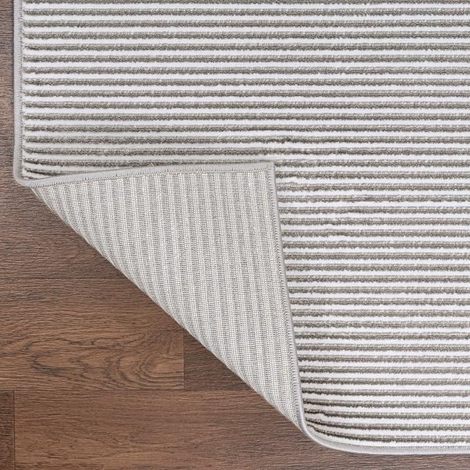 JONATHAN Y Cole Pinstripe High-Low Dark Silver/White Indoor Area Rug, 3x5, Modern, Minimalist, Easy-Cleaning for Living Room, Bedroom, Kitchen, Pet Friendly, Non-Shedding (CAR101E-3)