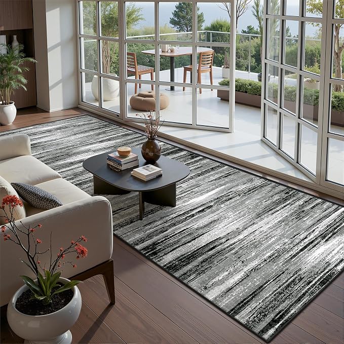 2'6 x 10' Runner Rug Non Slip,Washable Kitchen Rugs,Black | 10 ft Runner Rug for Hallway,Entryway,Bedroom,Bathroom,Living Room,Thin,Soft, Long Rug,Stain Resistant Indoor Carpet
