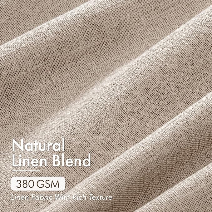 MIULEE 4 Panels Set Pinch Pleated Linen Curtains 84 Inches Long for Living Room Bedroom, Thick Linen Textured Memory Trained Drapes Pleat Back Tab Light Filtering Taupe Window Curtains with Hooks