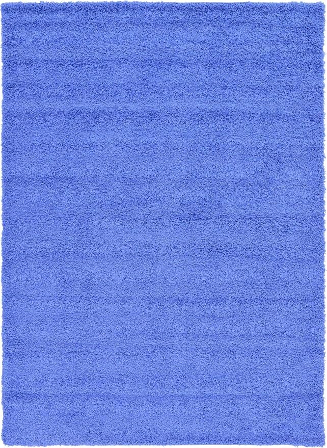 Unique Loom Solid Shag Collection Area Rug (8' x 11' Rectangle, Periwinkle Blue)