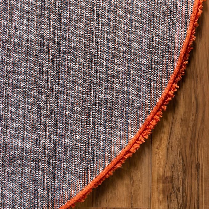 Unique Loom Solid Shag Collection Area Rug (8' x 10' Oval, Tiger Orange)
