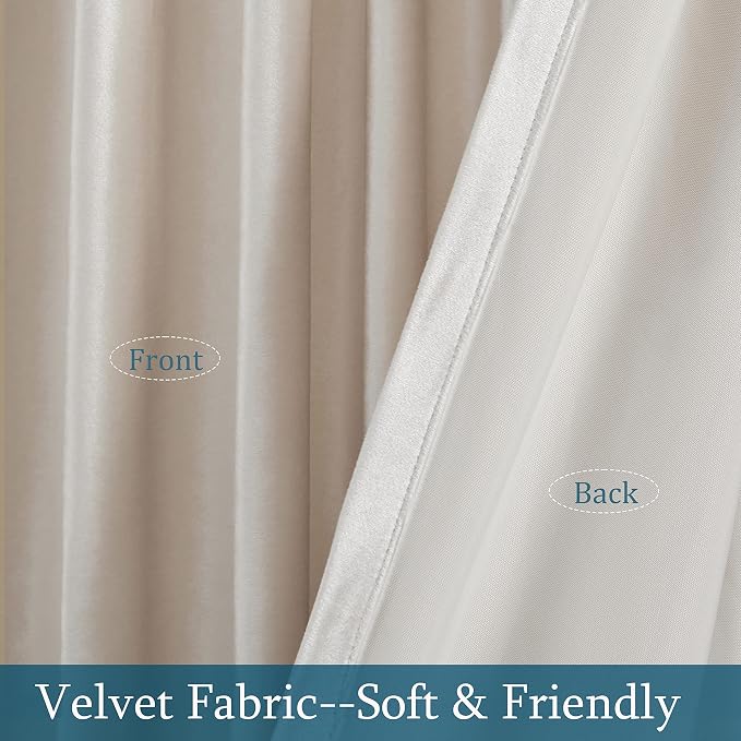 PRIMROSE Cream Ivory Curtains 96 inch for Living Room,2 Panels Drapes Blackout Rod Pocket Back Tab Window Treatment Room Darkening Thick Decorative Curtains for Bedroom