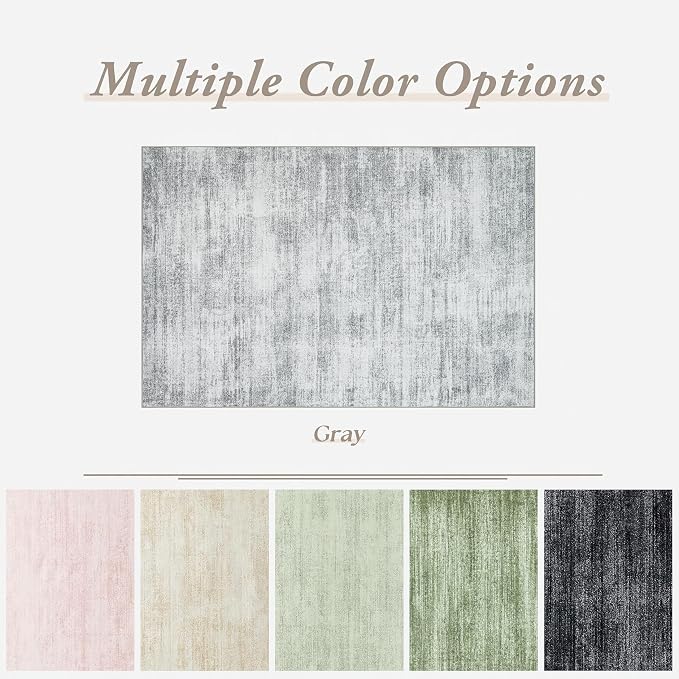 BILEEHOME Light Gray Washable Bathroom Rug 2x3 Modern Soft Rugs for Entry | Grey Samll Carpet, Aesthetic Abstract, Low Pile Non Slip, for Under Bed Bedside Kitchen Laundry Room, Floor Protector 2 x 3