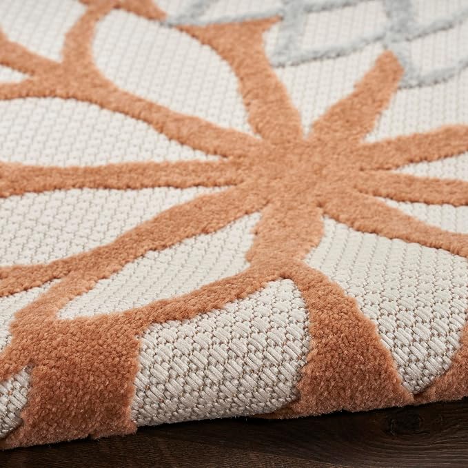 Nourison Home Aloha Indoor/Outdoor Ivory Multicolor 6' x 9' Area Rug, Easy Cleaning, Non Shedding, Bed Room, Living Room, Dining Room, Backyard, Deck, Patio (6x9)