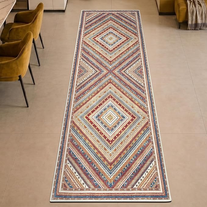 Keen Home Design 30"x84" Rug - Machine Washable Runner Rug with Non-Slip Backing, Ideal for Hallway, Entryway, Kitchen, Laundry Room - Vintage, Easy Clean, Durable, Low Pile Rug - (2'6" x 7')