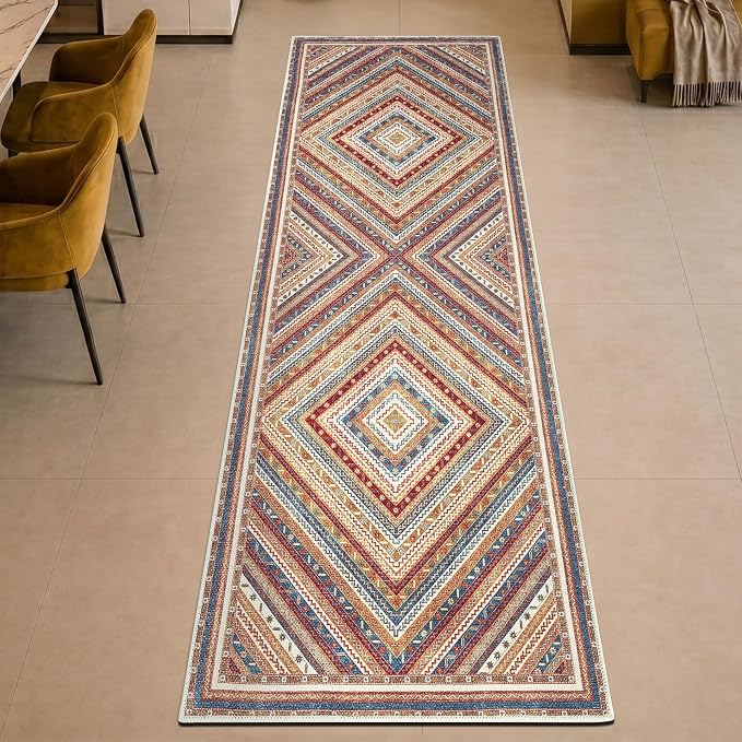 Keen Home Design 30"x144" Rug - Machine Washable Runner Rug with Non-Slip Backing, Ideal for Hallway, Entryway, Kitchen, Laundry Room - Vintage, Easy Clean, Durable, Low Pile - (2'6" x 12')