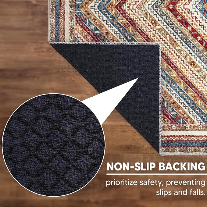 Keen Home Design 48"x72" Rug - Machine Washable Area Rug with Non-Slip Backing, Ideal for Living Room, Dining Room, Bedroom - Vintage, Easy Clean, Durable, Low Pile Rug - (4' x 6')