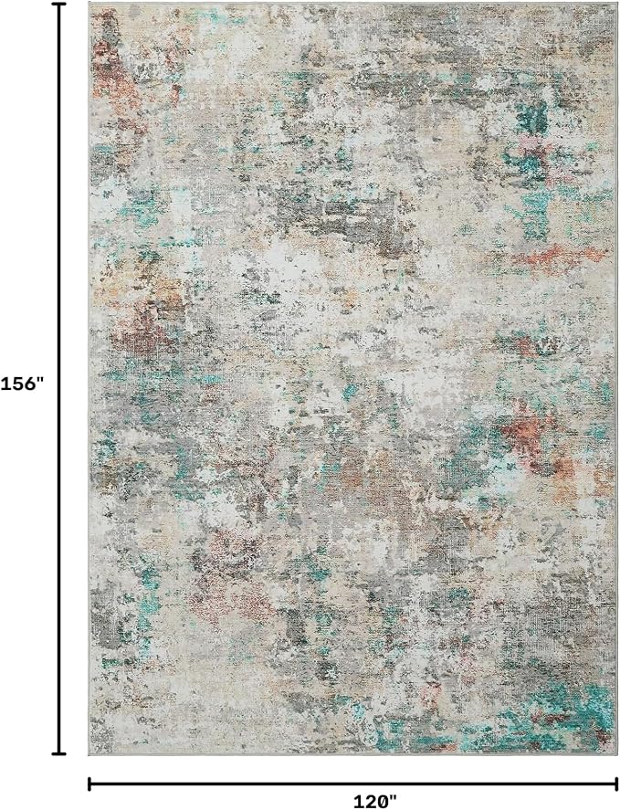 ROYHOME Modern Abstract Area Rug 10x13 Non Slip Non Shedding Rug Low Pile Stain Resistant for Bedroom Living Room,Colorful