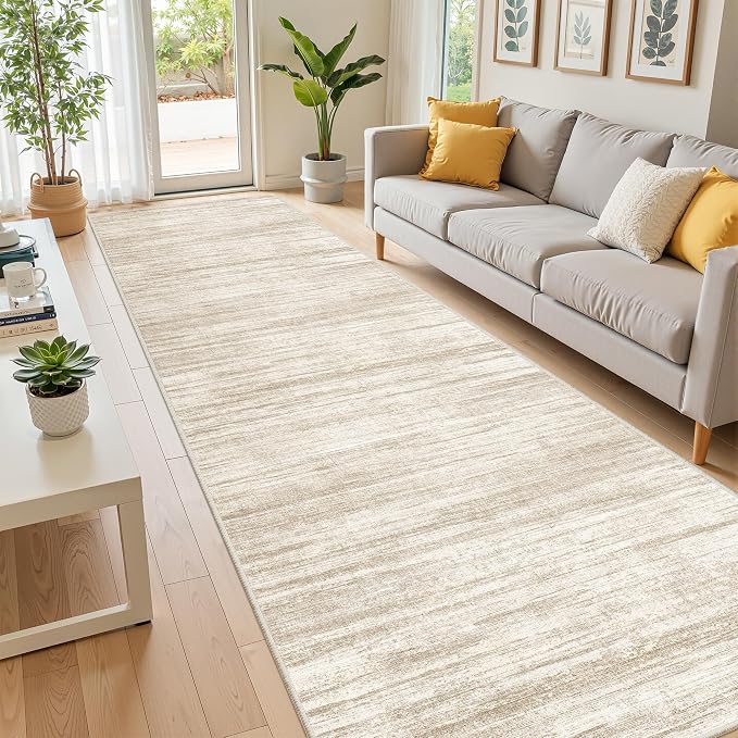 2'6 x 10' Runner Rug Non Slip,Washable Kitchen Rugs,Brown | 10 ft Runner Rug for Hallway,Entryway,Bedroom,Bathroom,Living Room,Thin,Soft, Long Rug,Stain Resistant Indoor Carpet