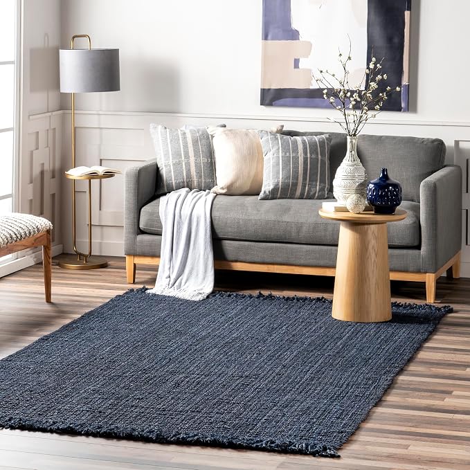 nuLOOM Daniela Navy Solid Flatweave Area Rug, 5' x 8'