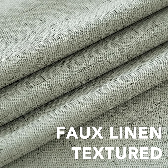 H.VERSAILTEX Linen Blackout Curtains Durable Thick Textured Linen Look 100% Blackout Patio Door Curtain Anti Rust Grommet Extra Wide Sliding Door Curtain Panel, W100 x L108 inch - Sage