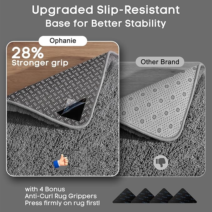 Ophanie 3x5 Oval Rug, Bedside Preppy Dorm Area Rug, College Essentials Non Slip Grey Small Carpets for Bedroom, Anti Slip Fluffy Gray Living Room Rugs Decor, Nursery with Over 99 pcs Pile fibers