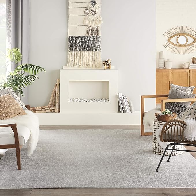 Nourison Home Nourison Essentials Silver Grey 10' x 14' Area Rug - Easy Clean, Non Shedding, Bed Room, Living Room, Dining Room, Kitchen (10' x 14')