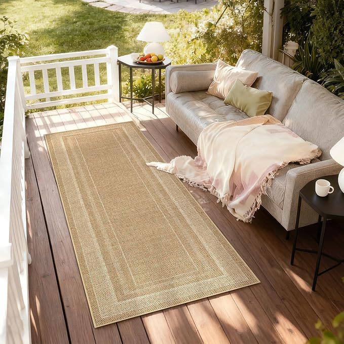 GarveeHome Easy Jute Runner Rug 2x8 Washable Non Slip Hallway Runner Rugs | Stain Resistant Low Pile Kitchen Throw Carpets Modern Solid Runners for Bedroom Nursery Entryway Living Room Dorm, Jute