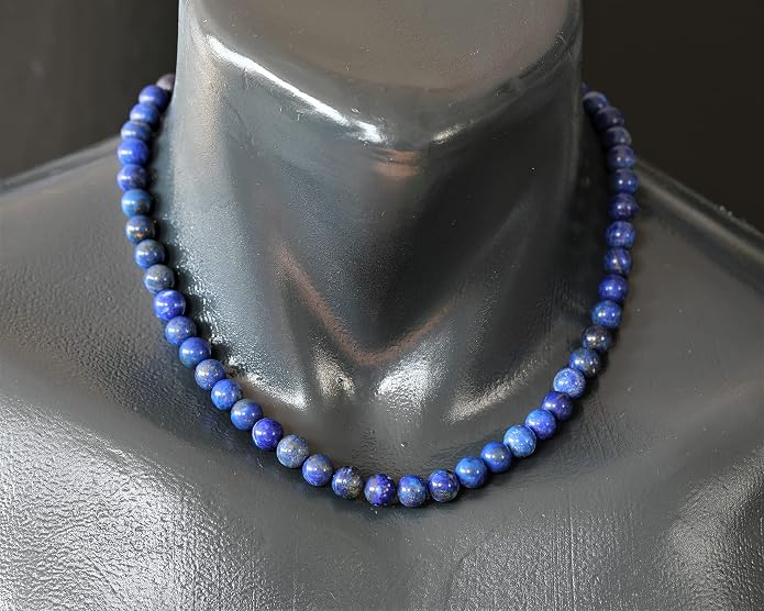 Natural Gemstone Beaded Choker Necklace | 8mm Handmade Adjustable Jewelry for Men & Women | Chakra Balancing Crystal Necklace | Spiritual Gift | Macrame Cord with Extender