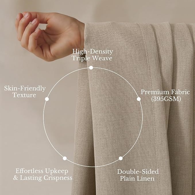NICETOWN 395GSM Heavyweight Pinch Pleat Oatmeal Faux Linen Curtains 84" Long, Room Darkening Thermal Drapes for Bedroom, Double-Sided Thick Textured Privacy Panel (2 Panels, W40 x L84)