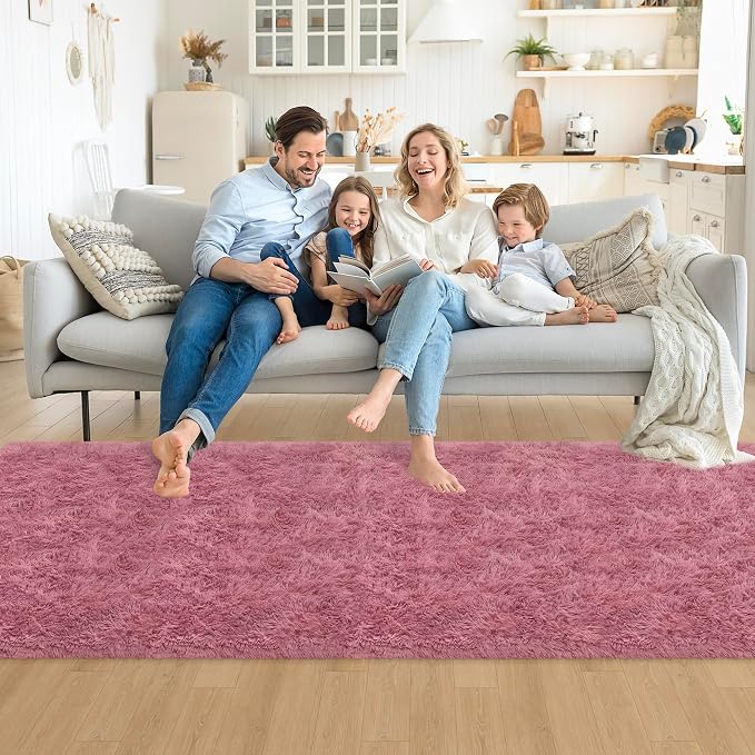 Soft Runner Rug for Bedroom Living Room, 3x10 ft Fluffy Blush Pink Rug for Bedroom Girls Room, Washable Girls Fuzzy Rugs for Kids Room Bedside Nursery Dorm Pink Shag Carpet Runner for Hallway
